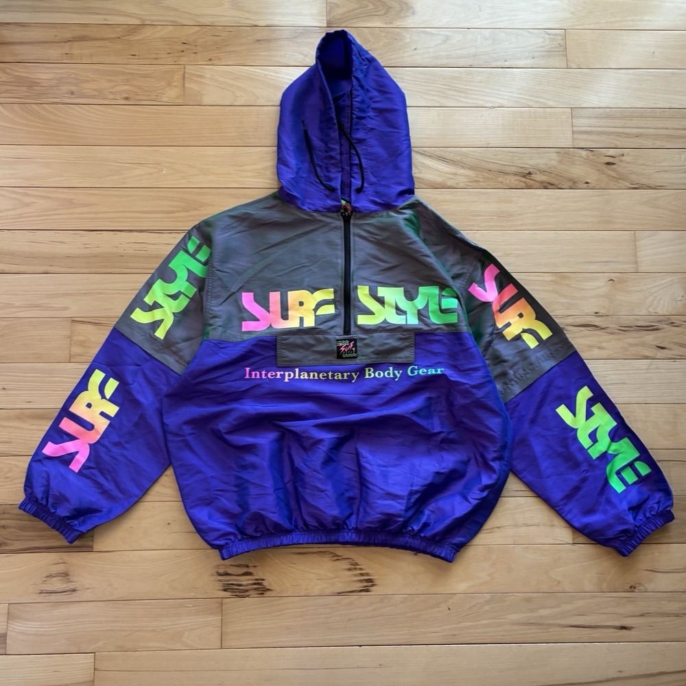 Surf Style L Retro 80s Valley Girl Purple Iridescent Interplanetary Windbreaker